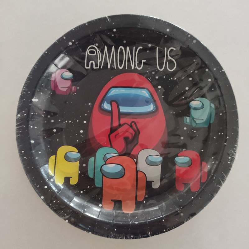 Espacio Hombre Lobo matar ammongus partido decoración suministros juego fiesta de cumpleaños de los niños vajilla traje Placa de papel de fábrica