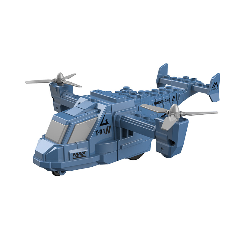 Los juguetes de bloques de construcción en espiral de helicóptero inercial para niños se pueden combinar con bloques de construcción, muñecos de soldado, aviones giratorios para niños al por mayor