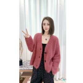 2025秋冬新款毛毛休闲百搭羊毛外套玫瑰粉