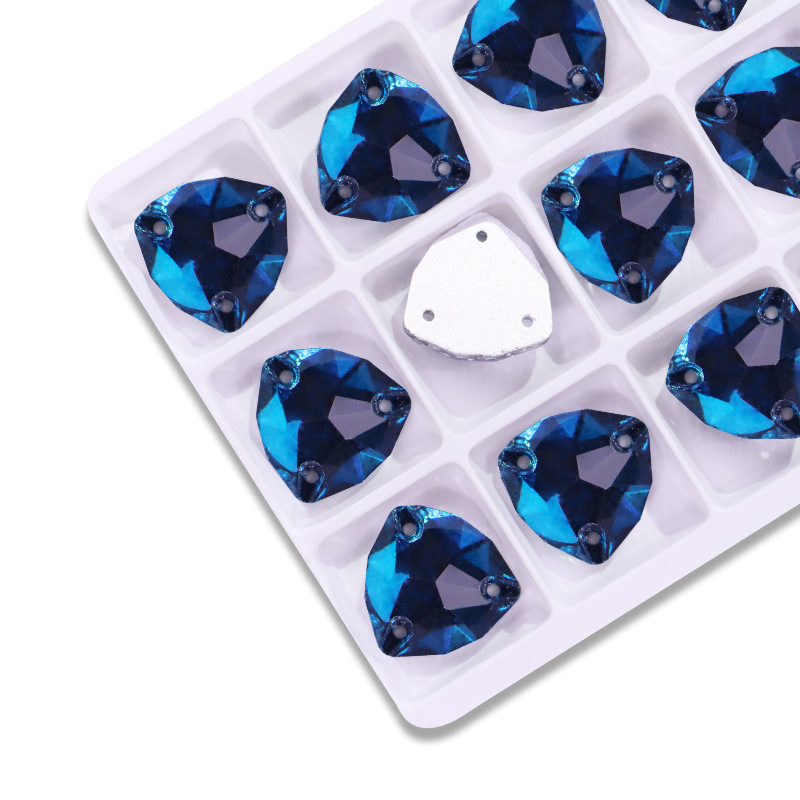 Triángulo gordo plano taladro de costura de mano triángulo gordo de vidrio de botón plano accesorios joyería DIY accesorios de ropa taladro