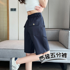 アイスシルク作業服女性のルーズ夏薄い 2025 新しいハイウエストカジュアルスーツストレートスポーツショーツ