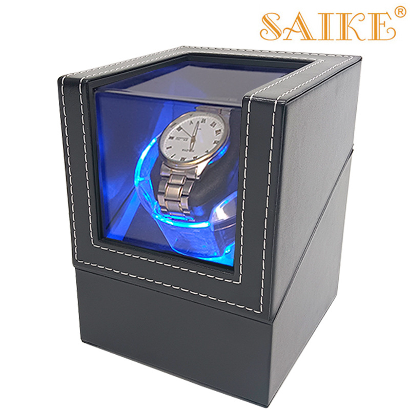 现货批皮革发迷你自动机械手表摇表器3档位上链电动表盒上链表盒