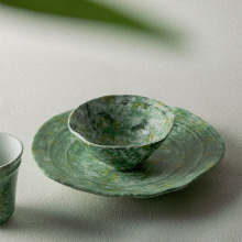 莳绘金缮 莫奈系列 粗陶碗碟套装家用饭碗菜盘手工景德镇陶瓷餐具