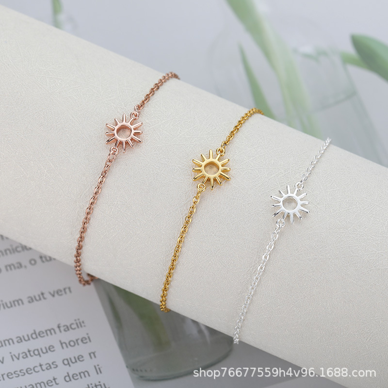 Amazon cross-border sun pendant bracelet stainless steel zircon bracelet commuter popular ladies hand jewelry wholesale