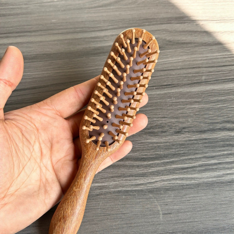 無垢材ポータブルエアバッグコーム女性のメイクアップコームストレートヘア美容ヘアコーム家庭用帯電防止カーリングヘアマッサージコーム|undefined