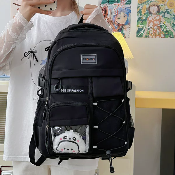 Cross-Border Junior High School Student Backpacks, Trendy Niche Style, Lightweight High School Girls' Backpacks, Large Capacity, Water-Resistant Double Shoulder Bags