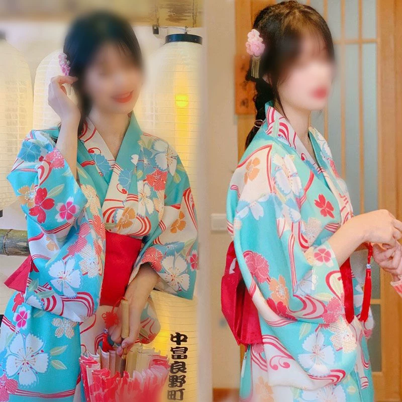 Кимоно (God Girl) традиционный японский стиль для фотосессии, один размер, варианты банта или веера для талии