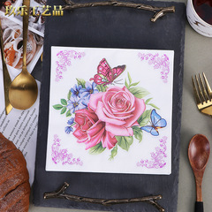 Manufacturer's flowers printed napkins pink placemats paper wine glass floral face towels wedding celebration restaurant hotel tablecloth
