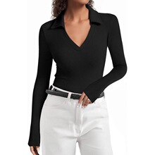 T 82053 V Neck Polo Shirt Knitwear �L��ᘿ��� �W���羳