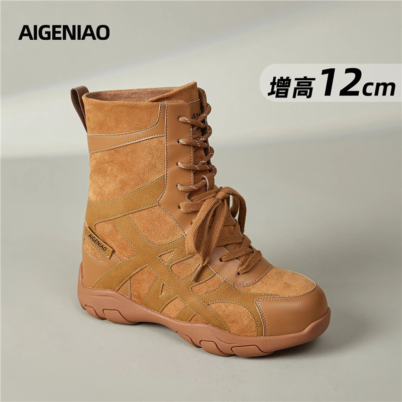 内马丁靴女2025秋季新款户外登山鞋9cm复古厚底西部靴短靴子|undefined