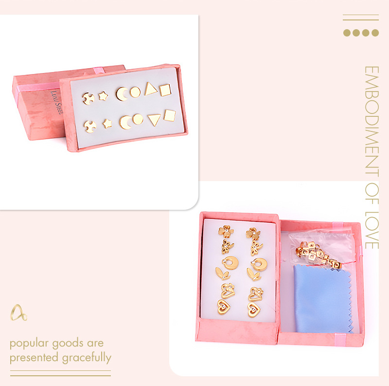 Fashion Flower Stainless Steel Inlay Zircon Ear Studs 1 Set