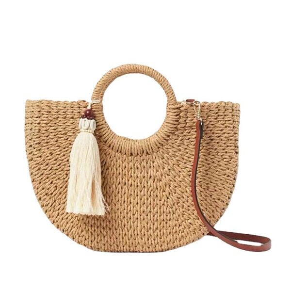 Shenghao Crafts new round bucket portable moon bag tassel woven bag…