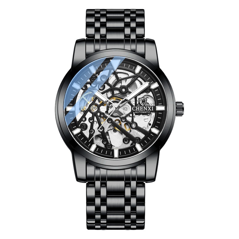 Chenxi nuevo reloj casual para hombres reloj automático correa de acero impermeable para hombres reloj mecánico luminoso 8812