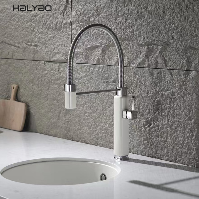 Haiyao Kitchen Sink Faucet Washbasin Telescopic Pull-Out Universal Rotating Hot and Cold Faucet Anti-Splash Artifact