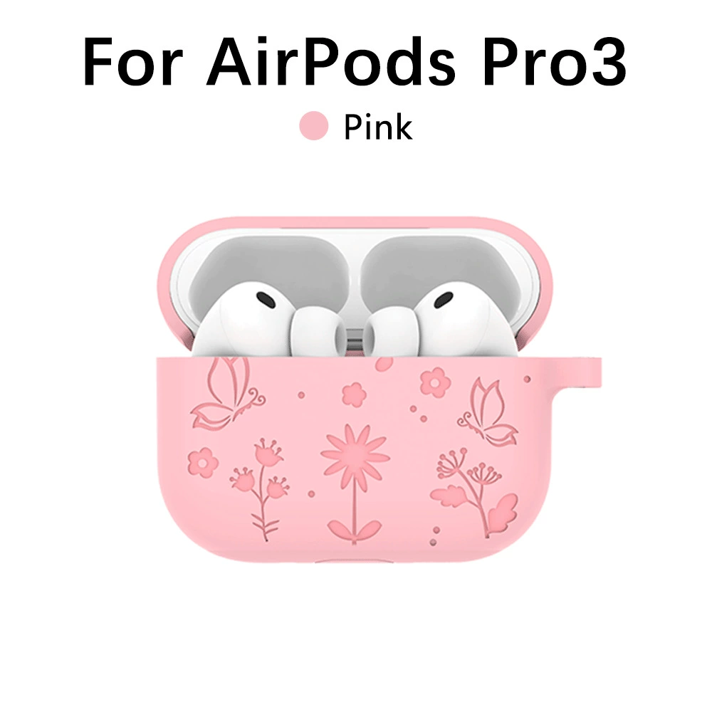 Совместимый с airpodspro3 защитный чехол 3D рельеф бабочка танец движение цветы и трава, чехол для наушников airpodspro3