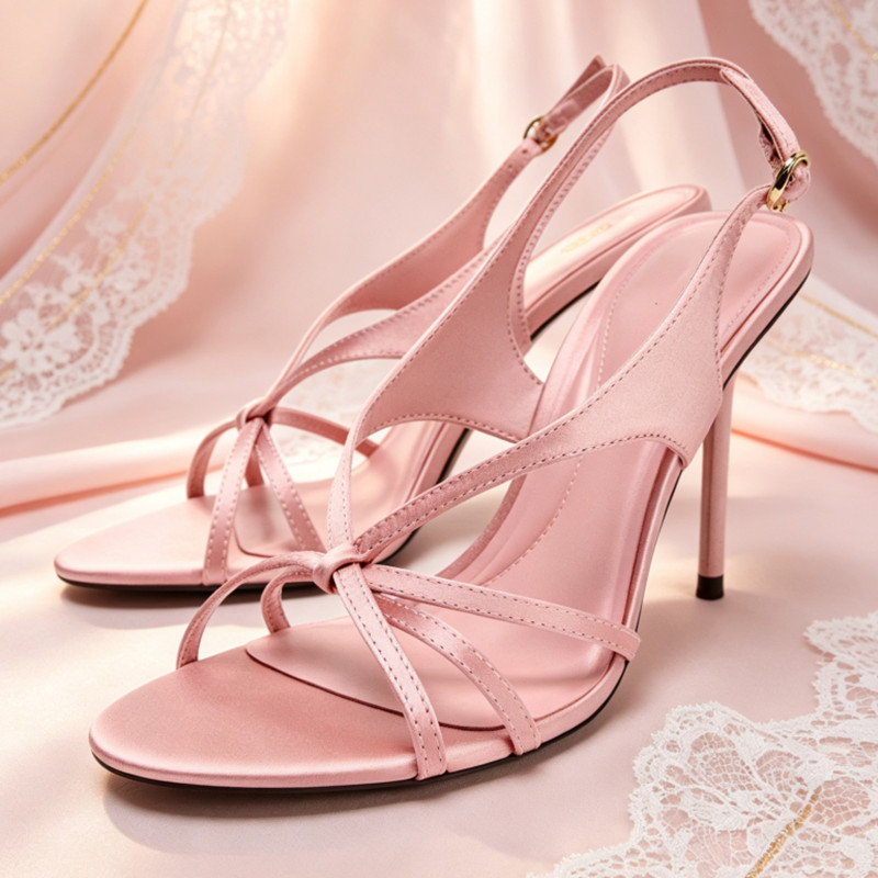 ZA's new fairy-style cross-strap sandals for women, summer pink stiletto open-toe versatile sexy sandals