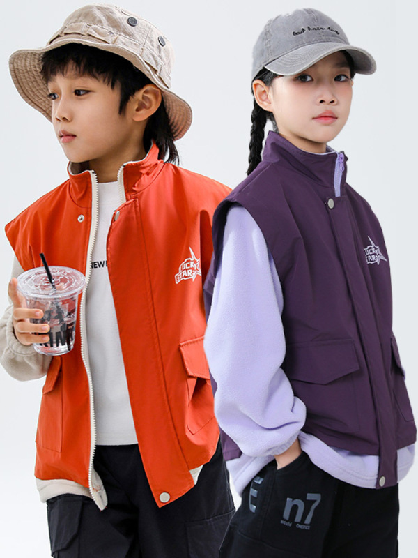 日系工装风潮童装男女童加绒马甲儿童时髦户外登山服中小学生外套|undefined