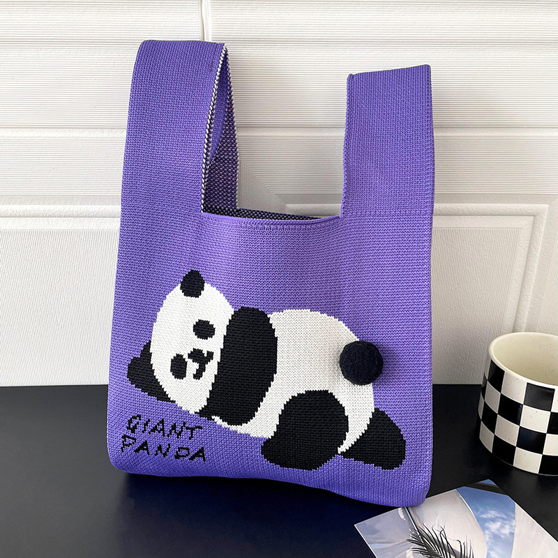 Bolsas de nicho de diseño de pandas lindos bolsas de mano de punto bolsas de mano estudiantes personalidad bolsas de brazo fábrica al por mayor