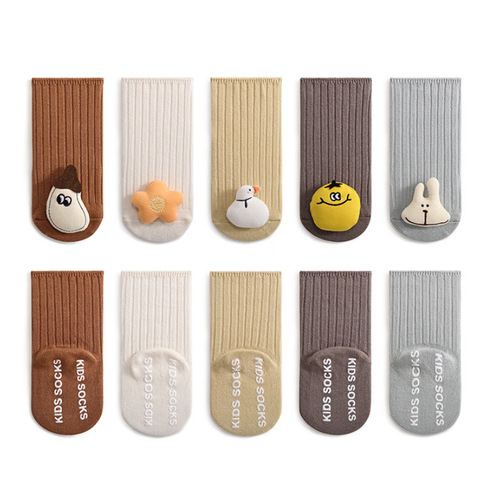 23 Autumn new baby socks Korean version doll accessories double needle mid-tube cotton socks baby dispensing anti-slip floor socks