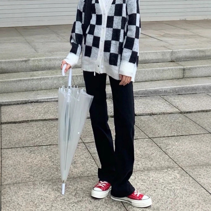 High-Waisted Straight-Leg Jeans for Women 2025 Autumn New Slim Fit High-Elastic Petite Versatile Black Floor-Length Pants