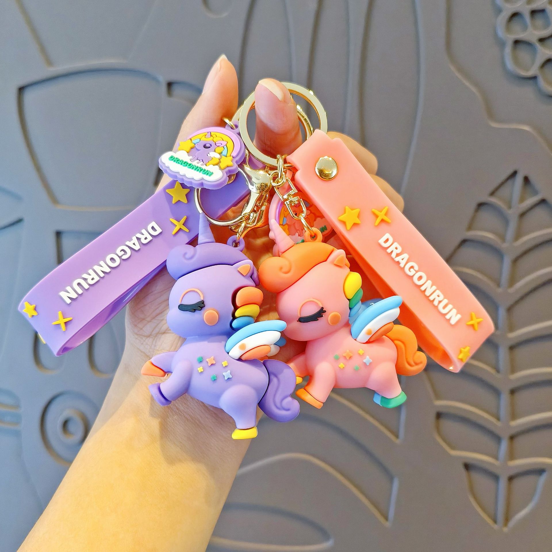 Rainbow Unicorn Cartoon Keychain Cute School Bag Small Pendant Couple Car Key Chain Doll Machine Small Gift