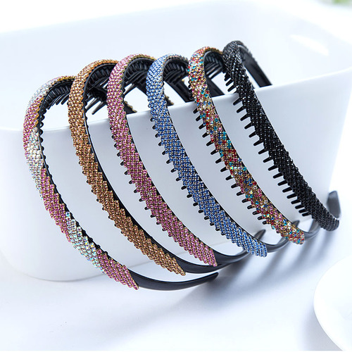 Korean rhinestone simple non-slip headband face-washing hair clip with teeth hair accessory Korean style adult trendy hairpin for women