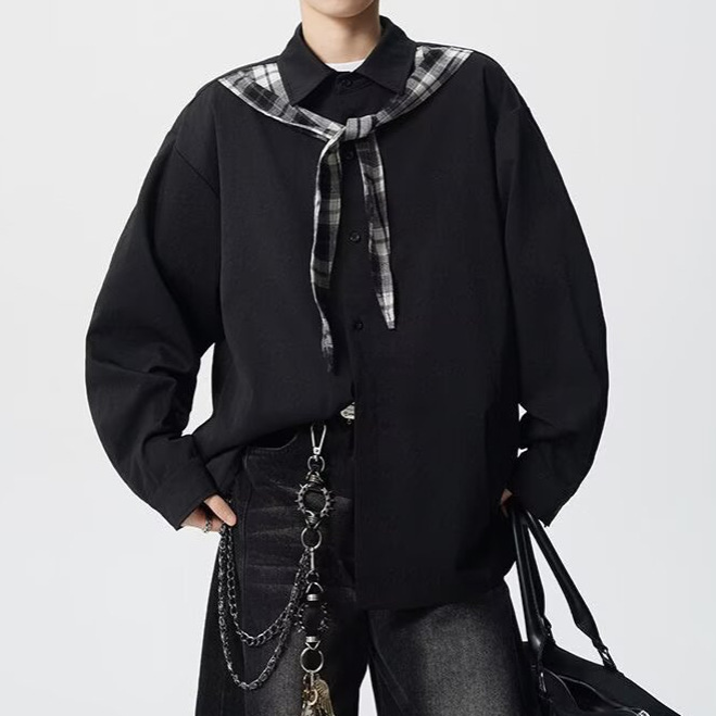 Korean Style Fashionable Versatile Long-Sleeved Cardigan with Cheongsam Shawl and Jacket Top for Boys in Autumn and Winter