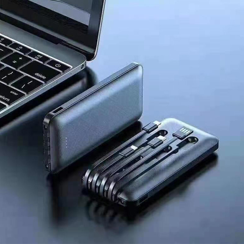 Fuente de alimentación móvil portátil al aire libre para compartir teléfono móvil multi-interfaz externa con cuatro líneas de carga de gran capacidad de larga duración