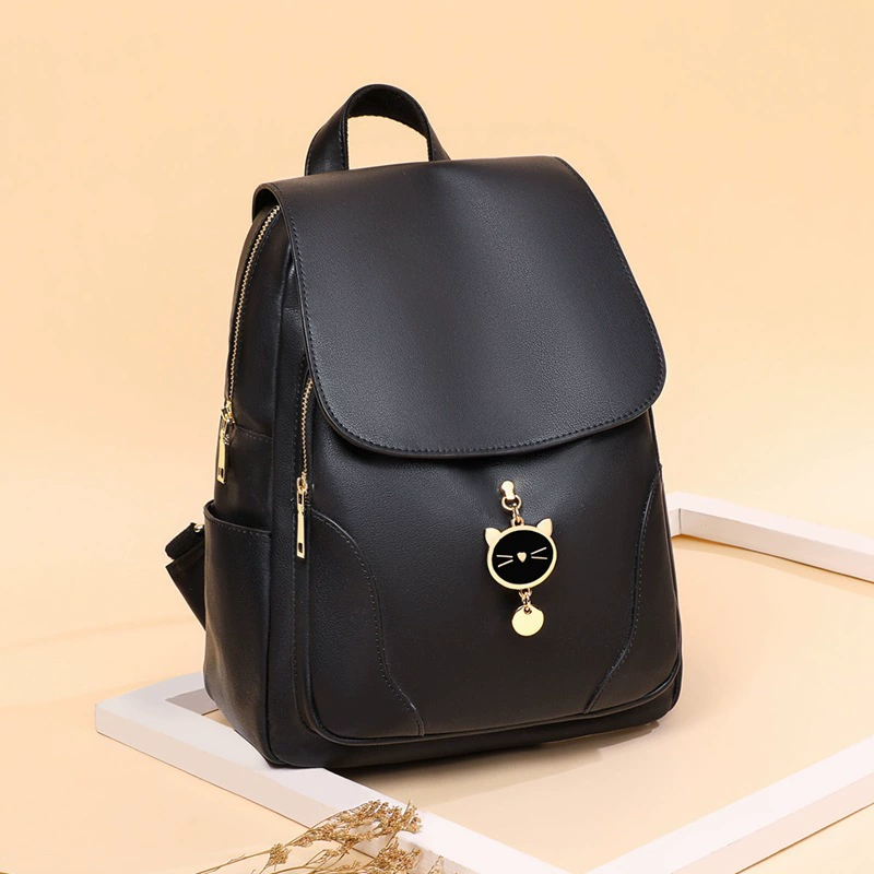Leather capacious backpack, shoulder bag for leisure, universal travel bag