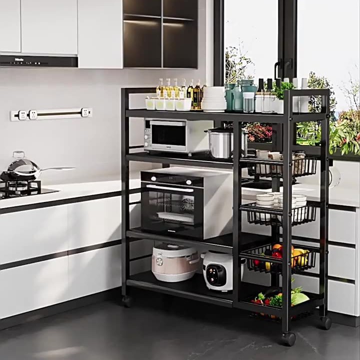 Estante de almacenamiento de cestas de verduras de cocina estante de almacenamiento de frutas y verduras multicapa para horno de microondas multifuncional doméstico