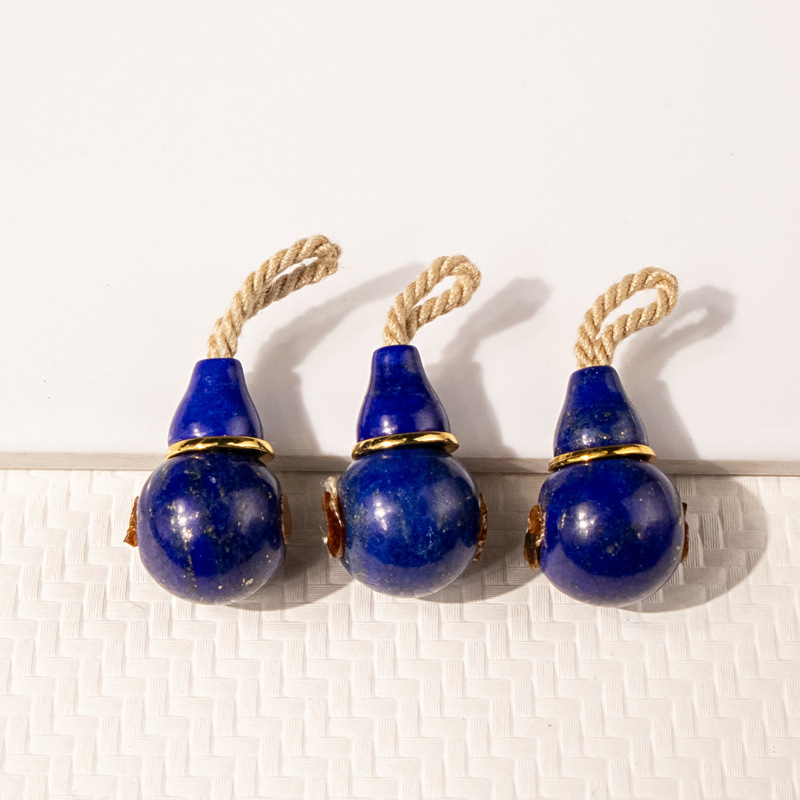 Natural lapis lazuli gourd-shaped three-way connector accessory for handmade DIY jewelry, bracelet spacer bead, fashionable accessory