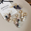 Retro earrings from pearl, gradient, bright catchy style, french style