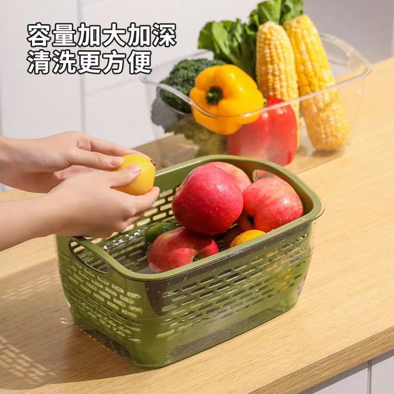 新製品の野菜を洗うたらいの水たまりの台所の二重濾過の果物と野菜のかごの家庭用のプラスチックのかごは果物を洗って野菜のたらいを洗います。|undefined