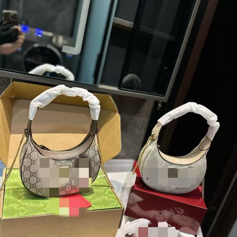 G's New Original Leather Classic Ophidia Series Presbyopic Moon Ancora Red Single Shoulder Cross-Axillary Bag