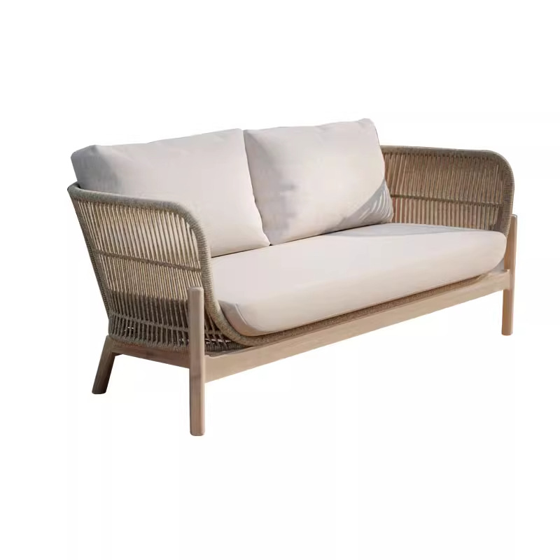 Madera sólida nórdica al aire libre ocio de caña anticorrosivo sofá de madera impermeable y solar patio modelo de casa de muebles de teca combinación