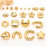 铜镀真金星星月亮隔珠光面转运珠串珠隔片diy水晶手串饰品配饰