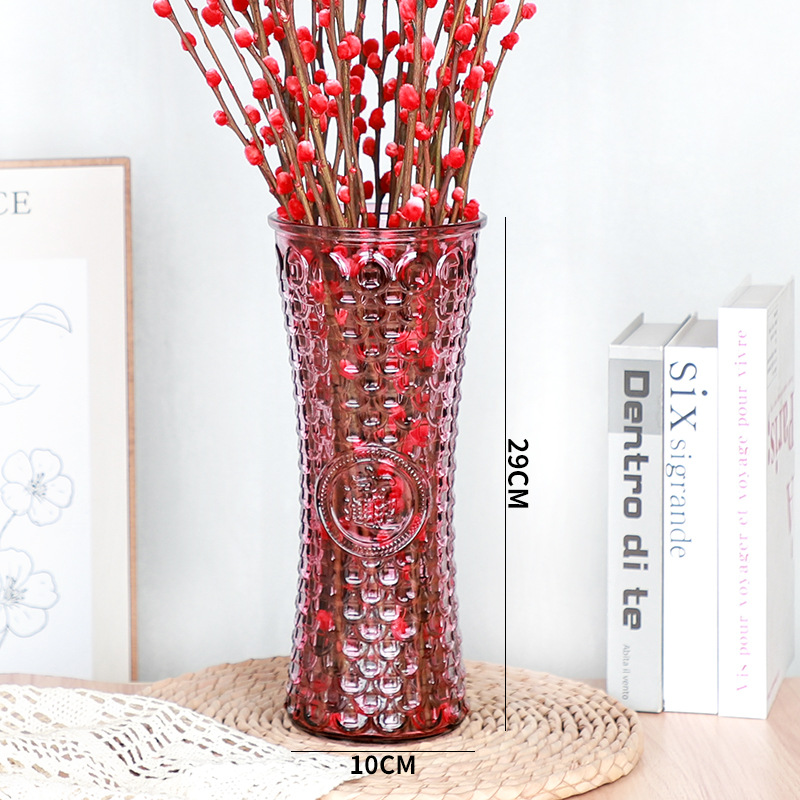 Moderno minimalista extra grande florero rojo ins estilo flor seca engrosada florero de vidrio decoración de la sala de estar