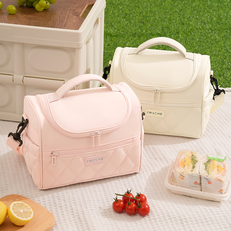 Nueva bolsa de almuerzo portátil de oficina bolsa de almuerzo de estudiantes bolsa de aislamiento térmico al aire libre bolsa de hielo de cubierta curva