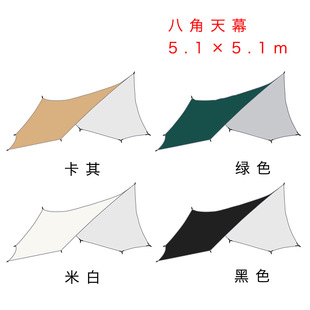 In stock outdoor canopy camping outdoor multi-person sun protection anti-rain micro flaw canopy awning tent