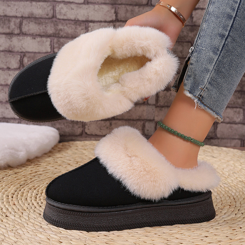 Thick-soled and fleece-thickened indoor cotton shoes woolen shoes_voghion.com