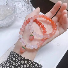 典润珠宝*天然盐源渐变绯红玛瑙手链女水蜜桃小众手串原创设计ins