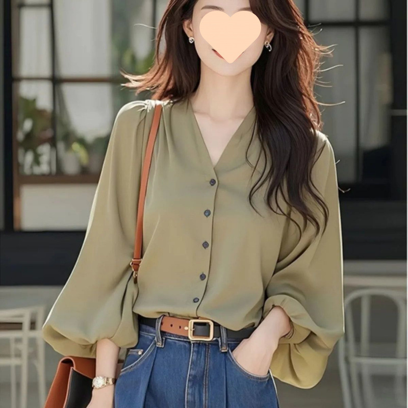 法式气质长袖衬衫女士2025早秋新款独特漂亮好看领雪纺小上衣