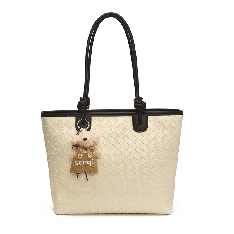 Bolso de patrón tejido de gran capacidad Bolso de hombro de cercanías de moda transfronteriza para mujer Bolso de tote de todo fósforo casual de alta gama