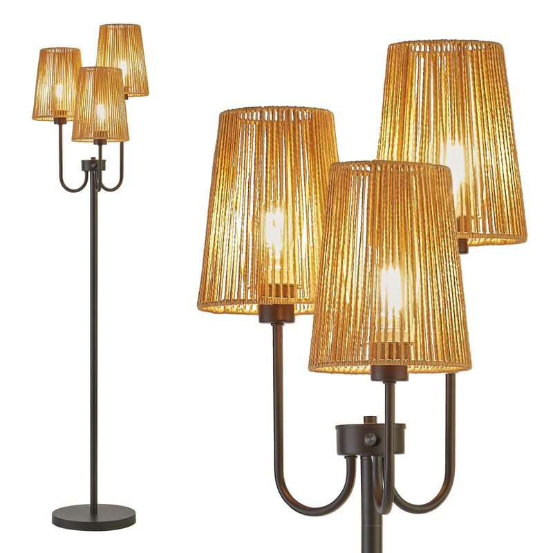 Retro Atmosphere Lamp Rattan Craft Style Bedroom Bedside Lamp Decorative Lamp Simple Bohemian Style Floor Lamp