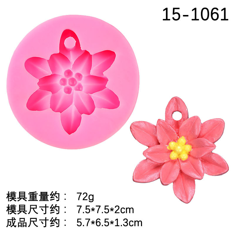 Flor molde de silicona con agujero aromaterapia yeso decoración colgante decorativo llavero accesorios molde de silicona en stock lot