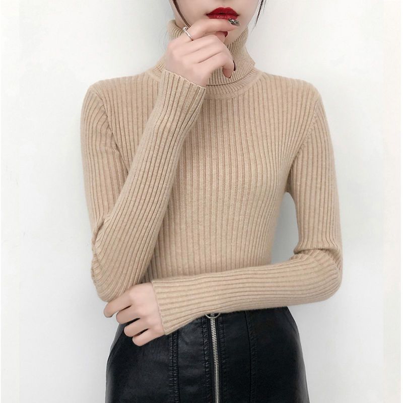 高领毛衣女2023秋冬百搭内搭修身显瘦上衣黑色针织打底衫洋气时尚|undefined