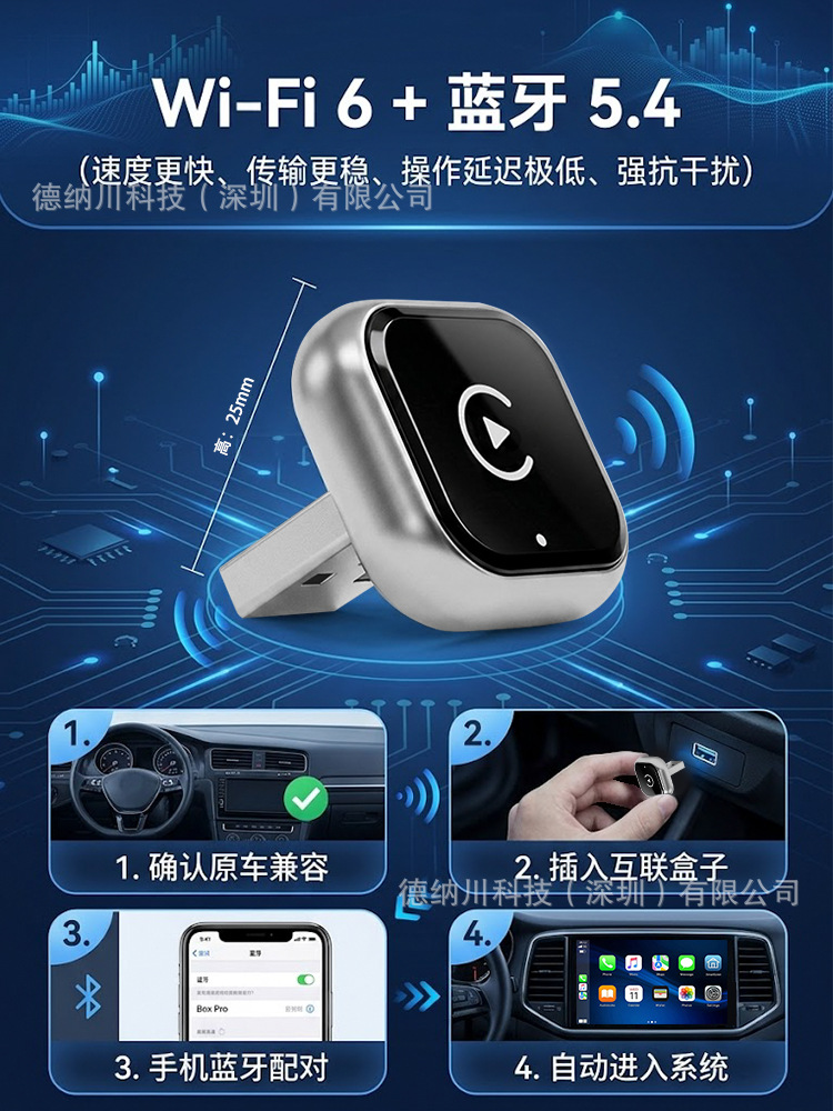 2026 Cross-Border Wireless CarPlay Box Android Auto 2-in-1 Wired to Wireless CarPlay Adapter