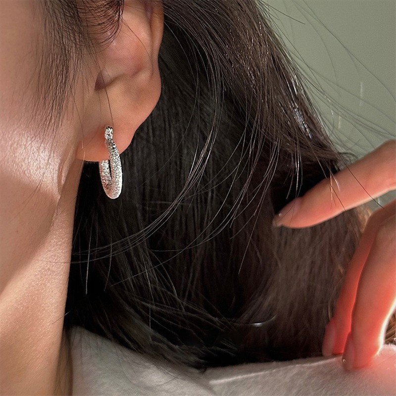 Anillo de metal francés aretes de anillo simple aretes de aretes nuevos estilos de estilo estilo estilo estilo de diseño de nicho temperamento único aretes de mujer cara pequeña