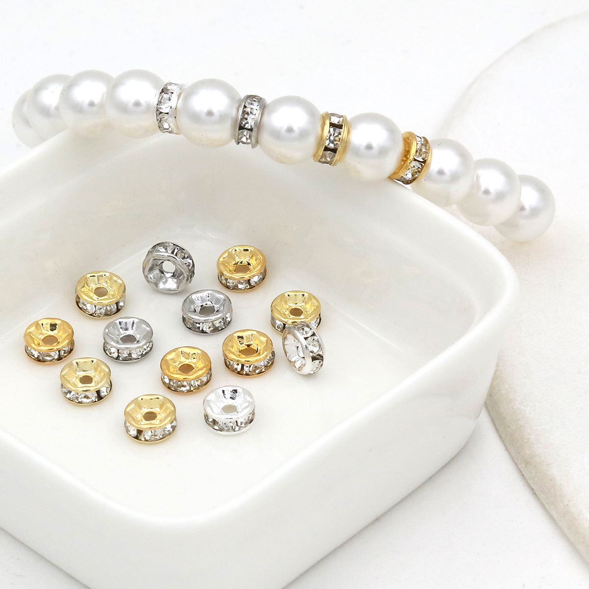 Color-Preserving 18K True Gold Micro-Inlaid Diamond Ring Bracelet Spacer 14K Gold-Filled Wheel Spacer Beads Loose Beads DIY Accessories D78