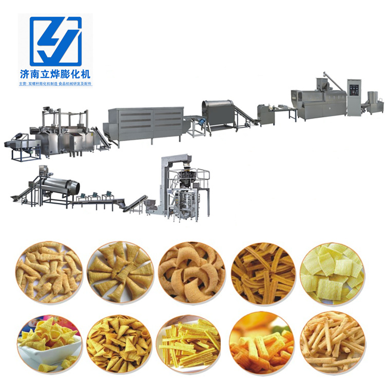 立烨双螺杆油炸八爪烧生产线 油炸休闲零食生产设备 双螺杆膨化机